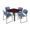 Kee/Zeng Square Mahogy. Table/4 Blue Chairs, Square, 42", 42" W, 29" H, Mahogany TB4242MHBPBK44BE - alternate 1